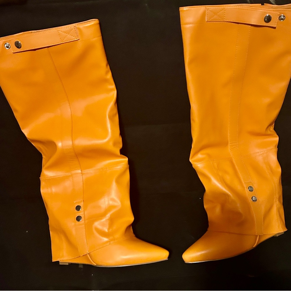 AKIRA Orange Over the Knee Boots
